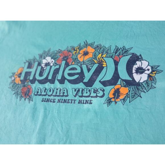 Hurley Men's T-Shirt Everyday Short Sleeve Beach Flower Green Size Large - Picture 2 of 7
